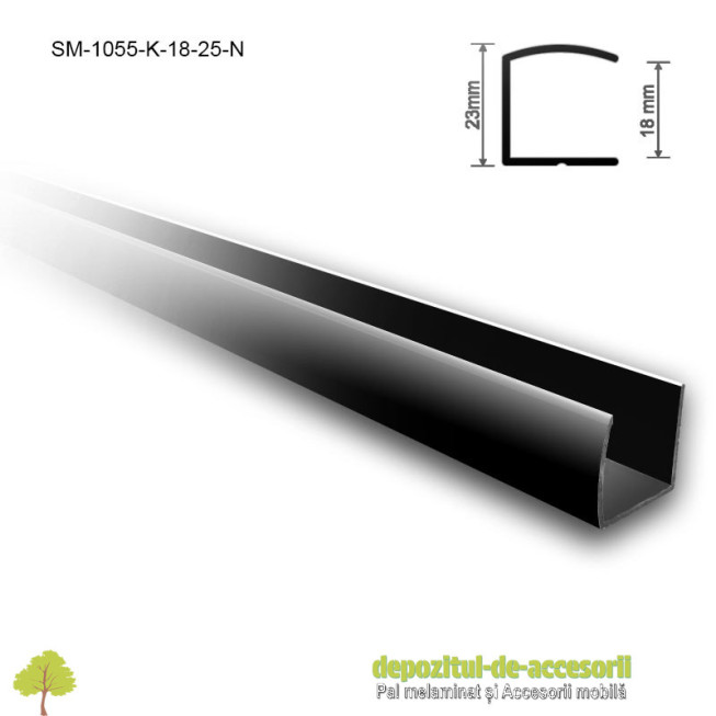 Profil U aluminiu 18mm lungimea 2,5m negru